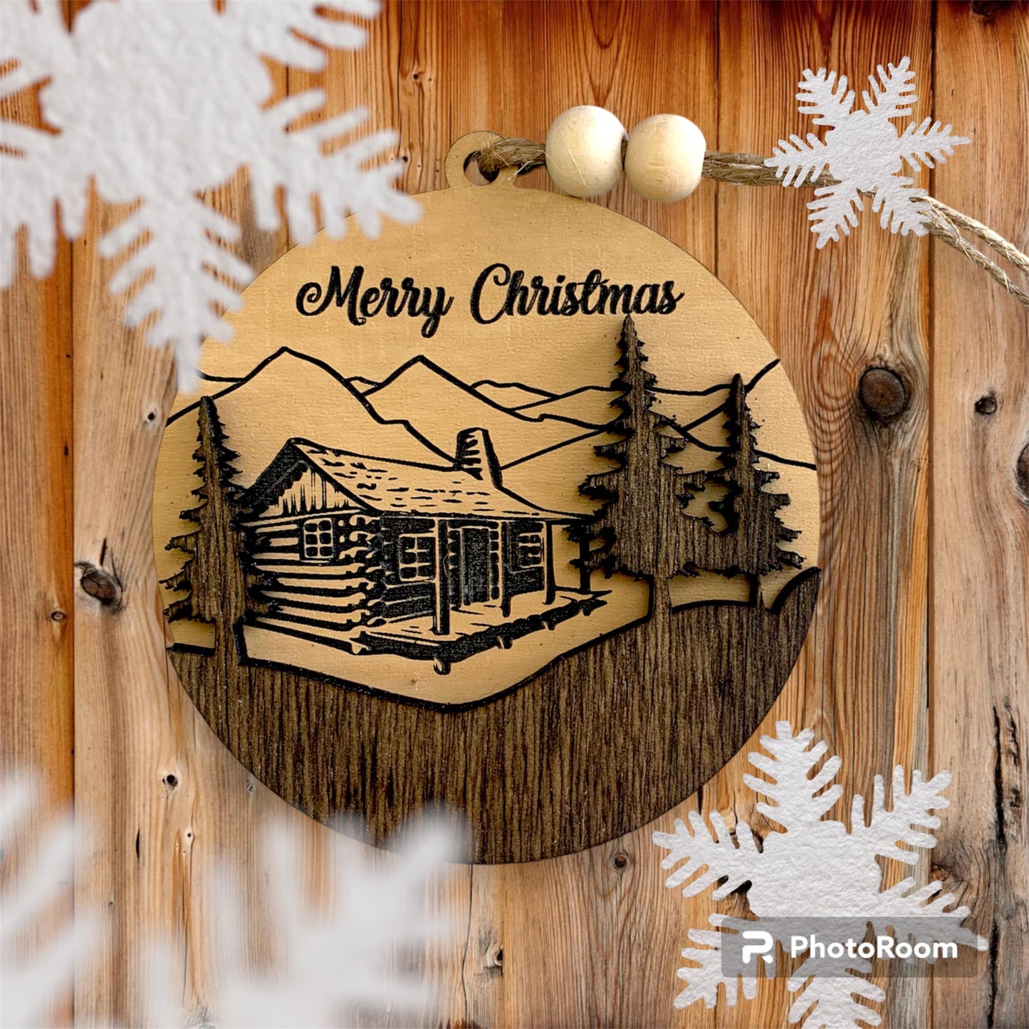 Cabin in The Mountains Christmas Ornament
