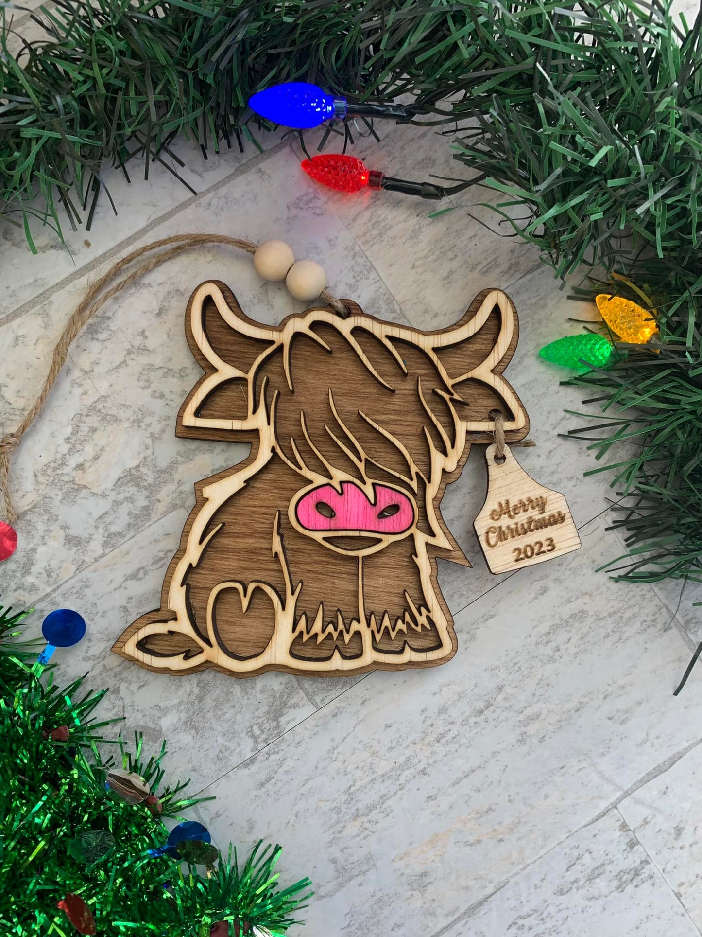 Highland Cow Yearly Christmas Ornament