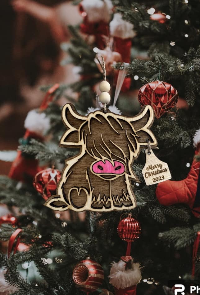 Highland Cow Yearly Christmas Ornament