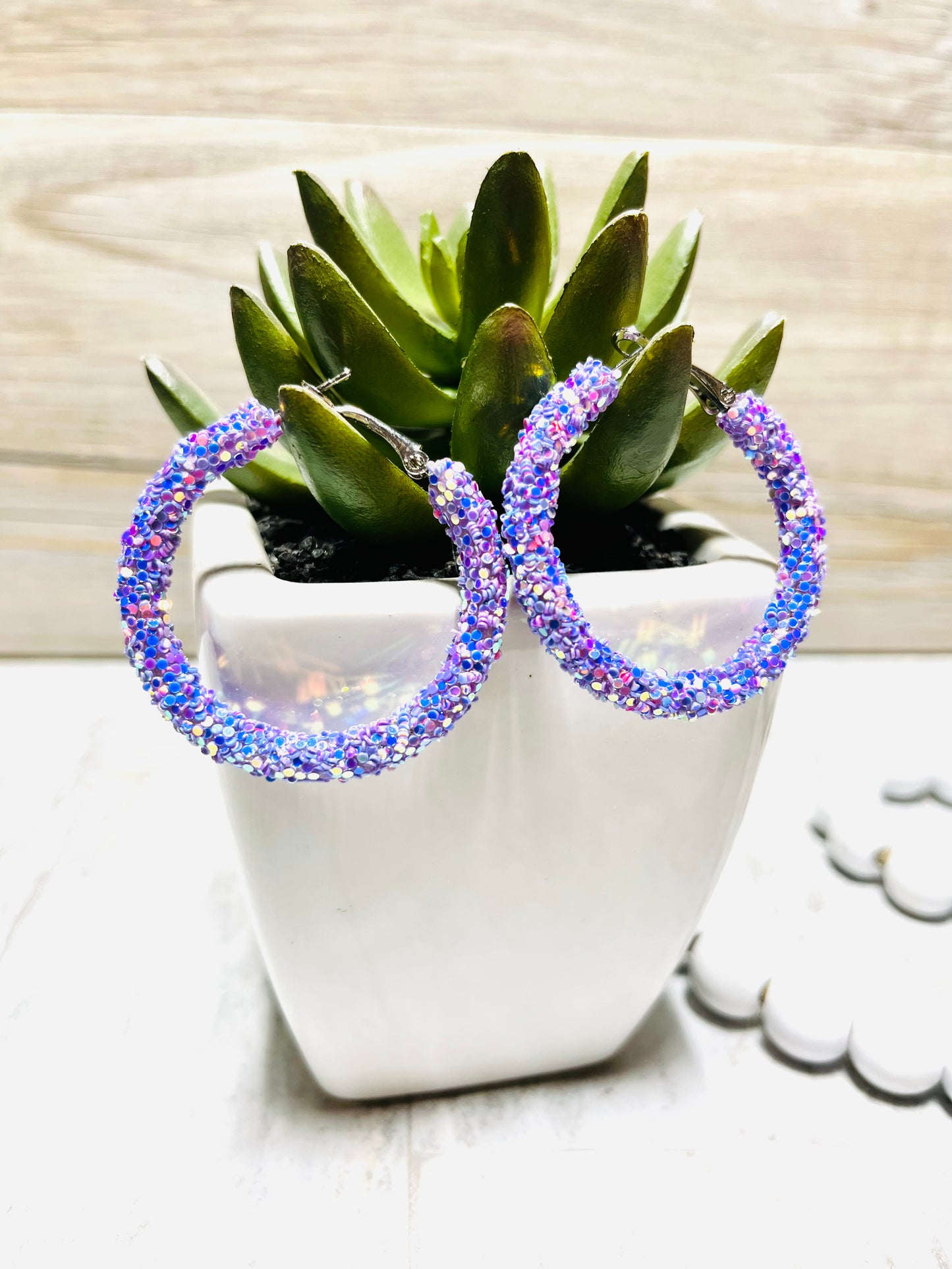 Chunky/Glitter Rope Hoop Earrings