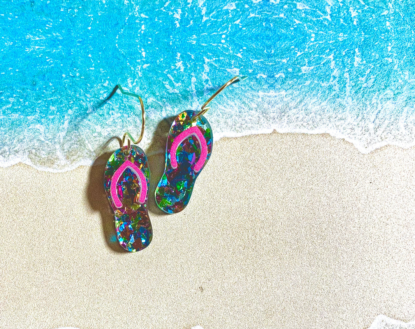 Flip Flop Acrylic Dangle Earrings