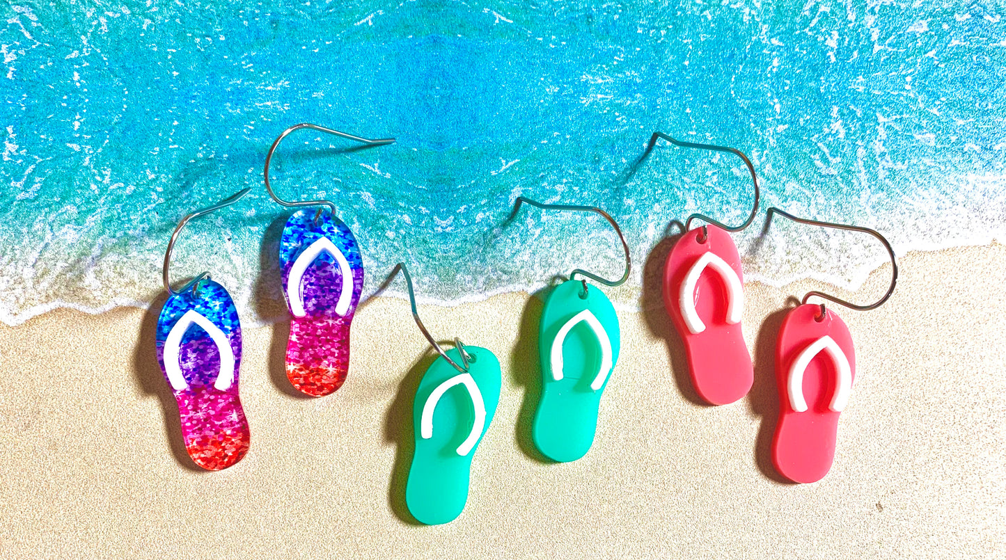Flip Flop Acrylic Dangle Earrings