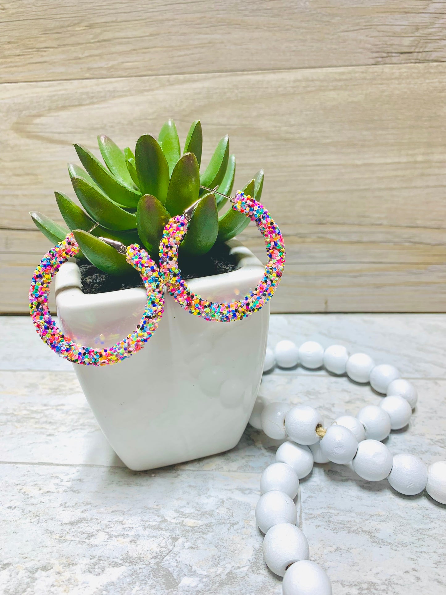 Chunky/Glitter Rope Hoop Earrings