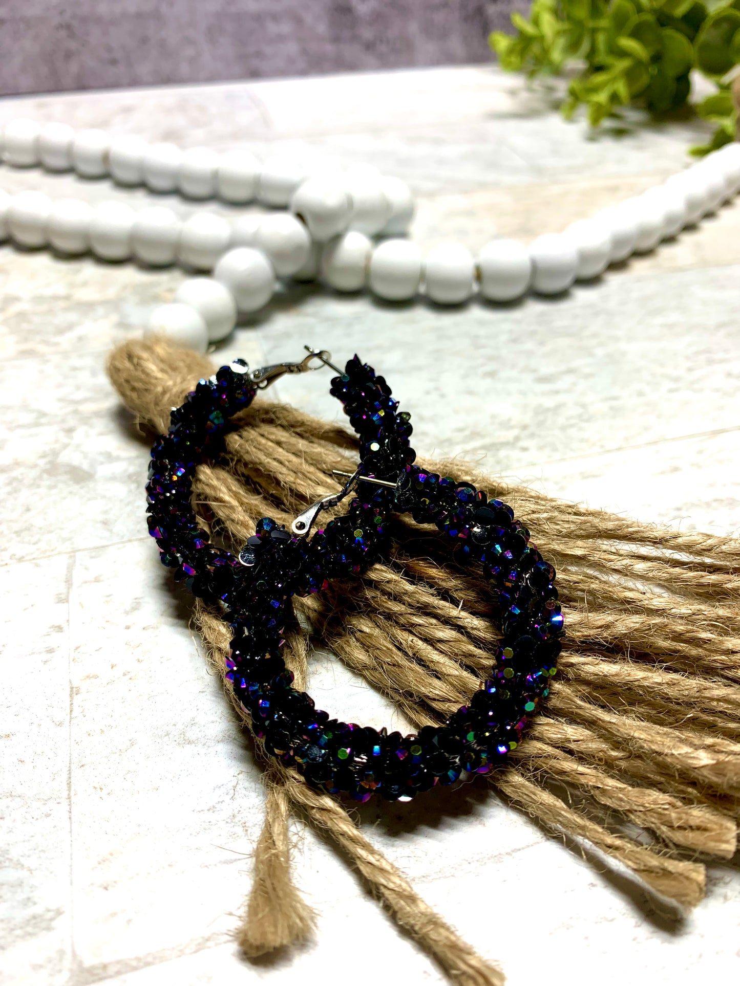 Chunky/Glitter Rope Hoop Earrings
