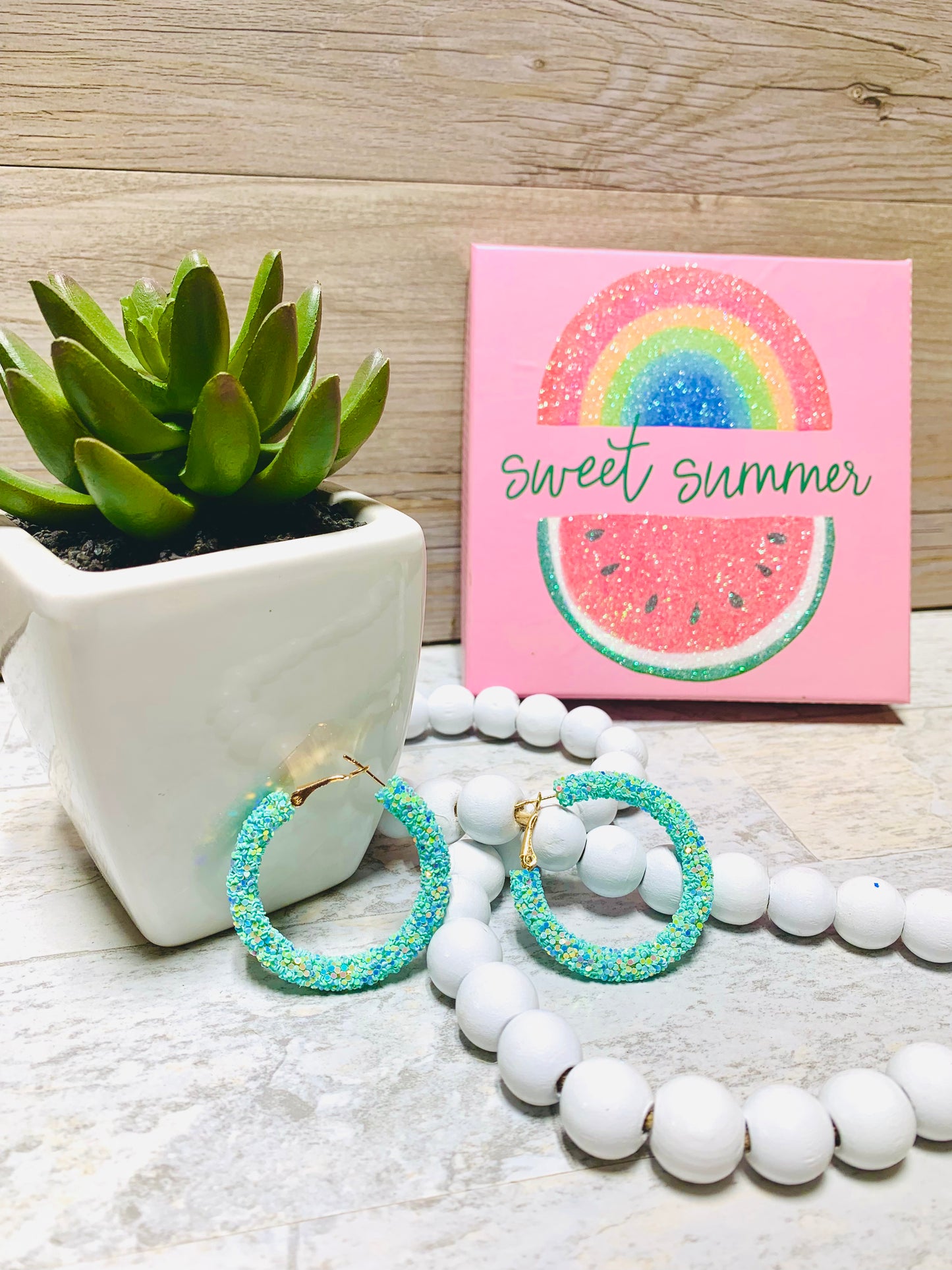 Chunky/Glitter Rope Hoop Earrings