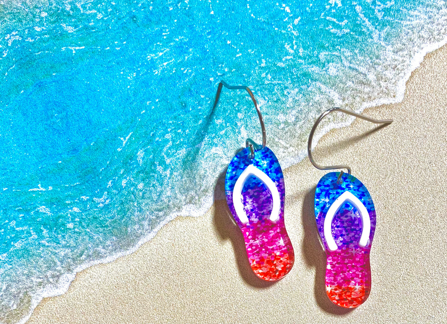 Flip Flop Acrylic Dangle Earrings