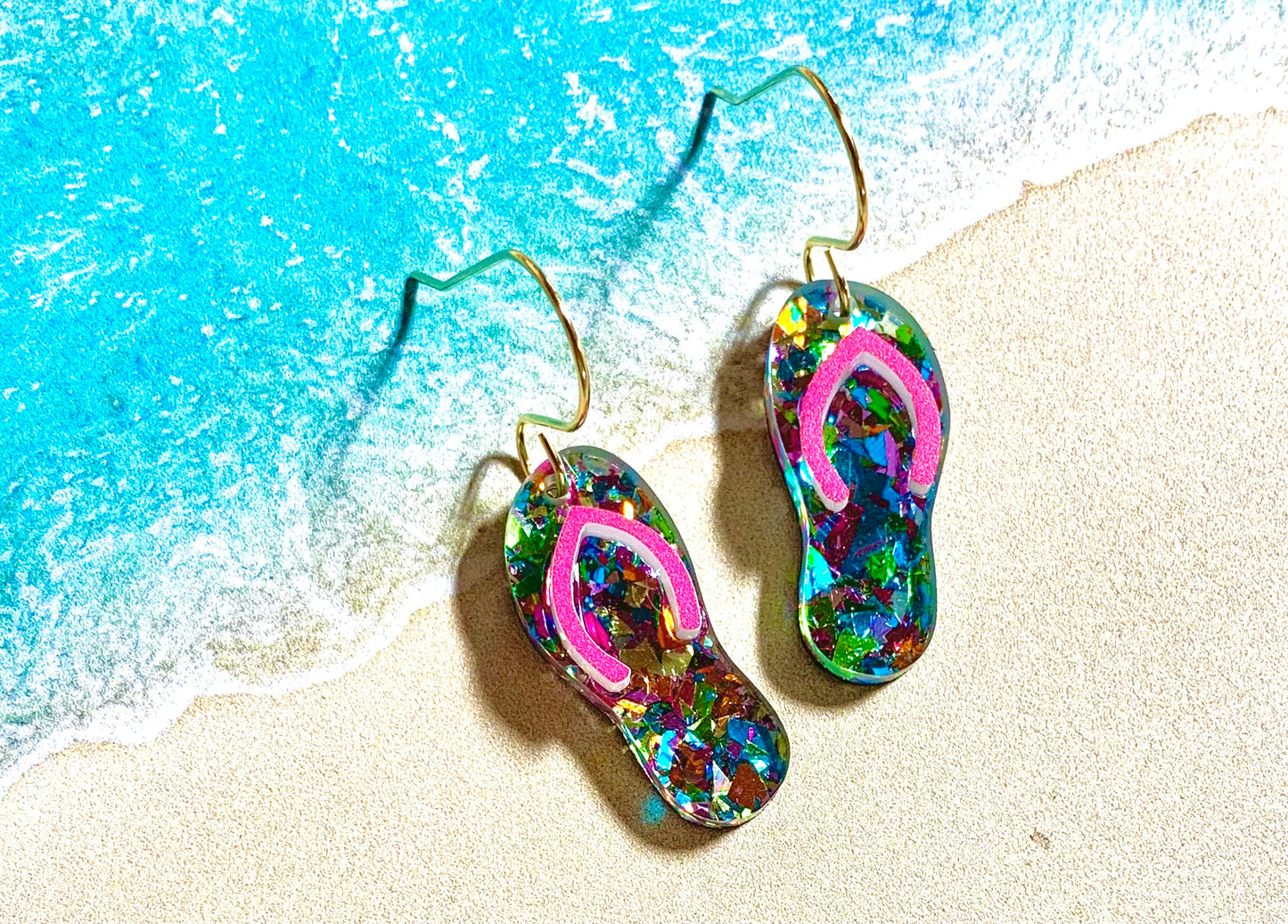 Flip Flop Acrylic Dangle Earrings