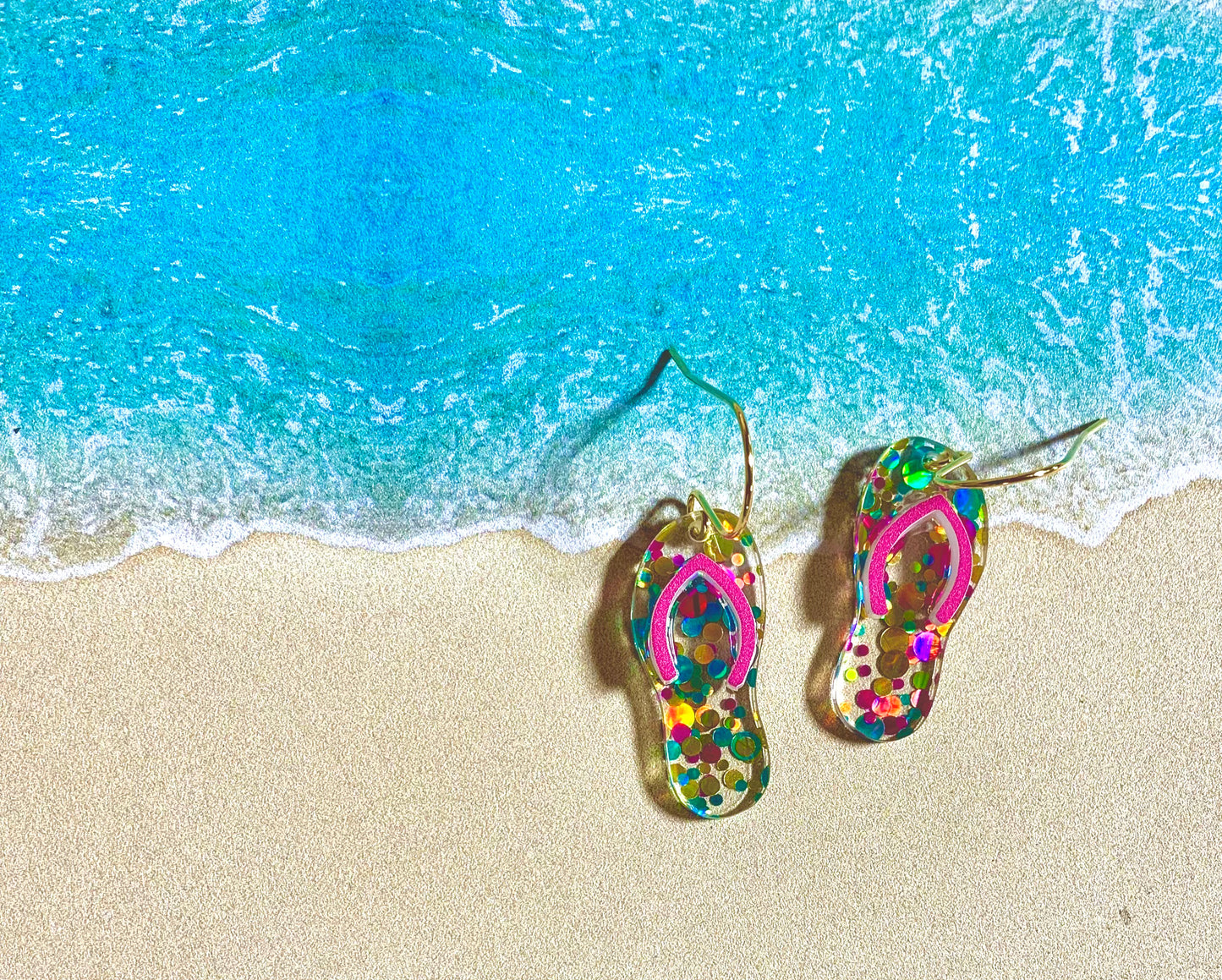 Flip Flop Acrylic Dangle Earrings