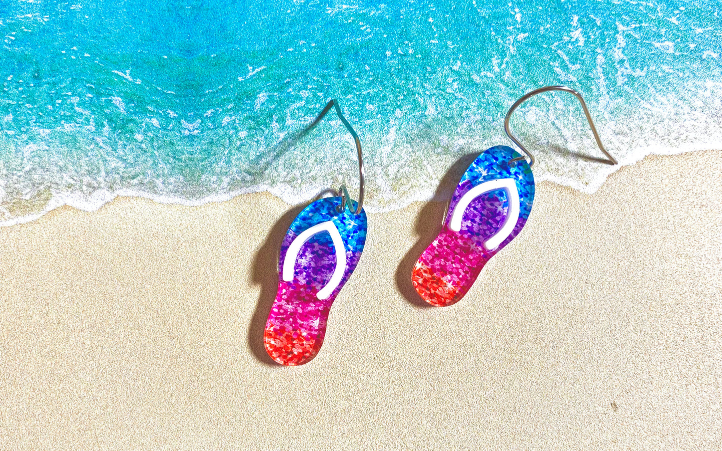 Flip Flop Acrylic Dangle Earrings