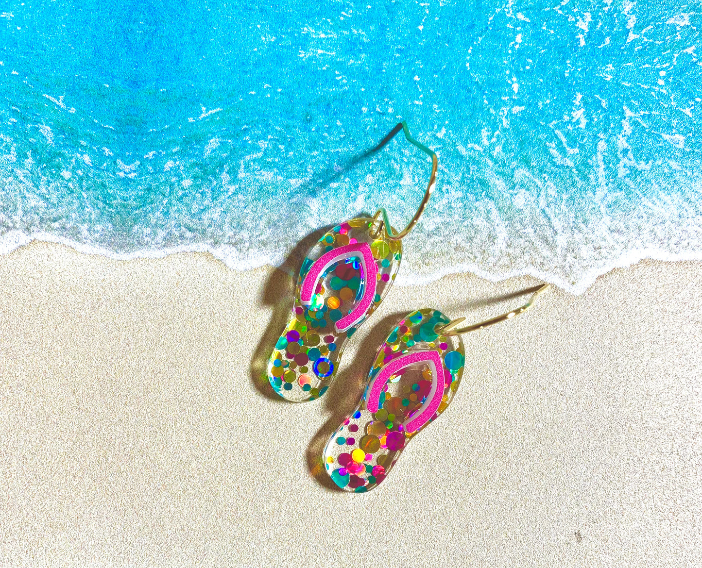 Flip Flop Acrylic Dangle Earrings