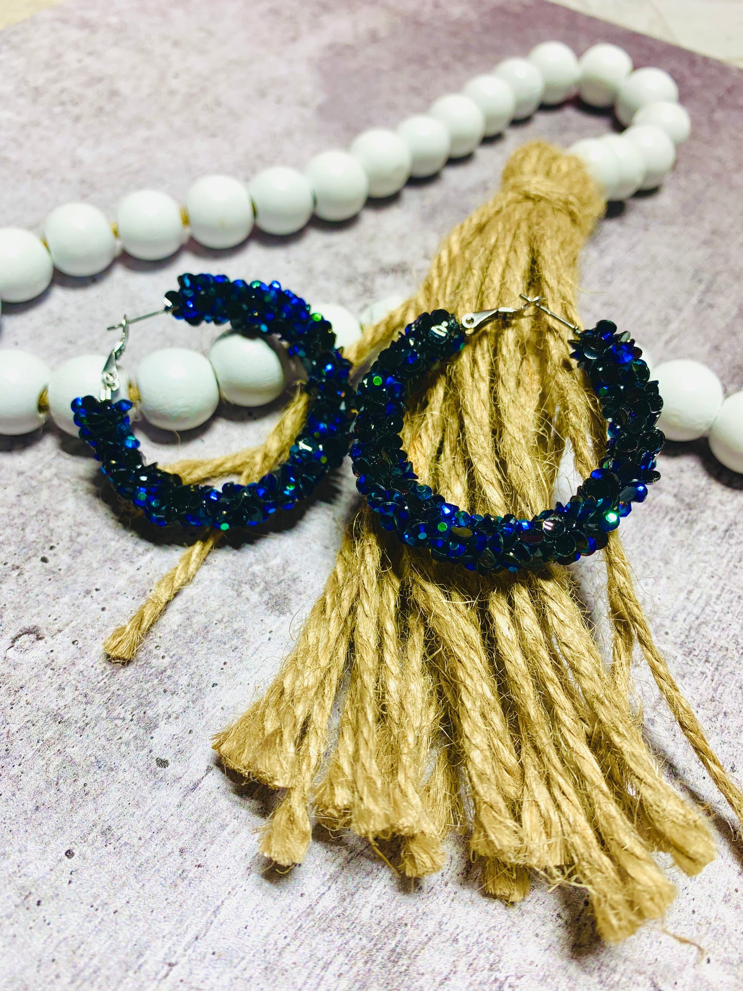 Chunky/Glitter Rope Hoop Earrings