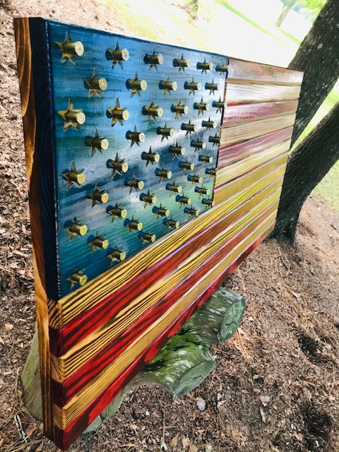 Wooden Ammo Shell Casing Flag
