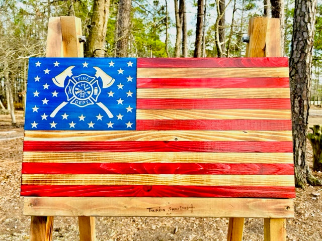 Wooden Fire Maltese with Axes Flag