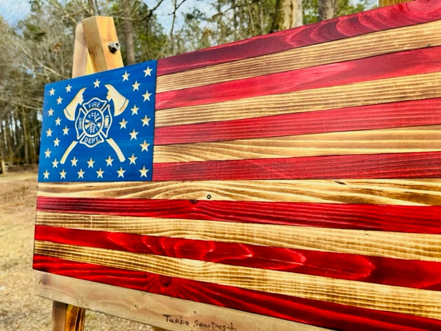 Wooden Fire Maltese with Axes Flag