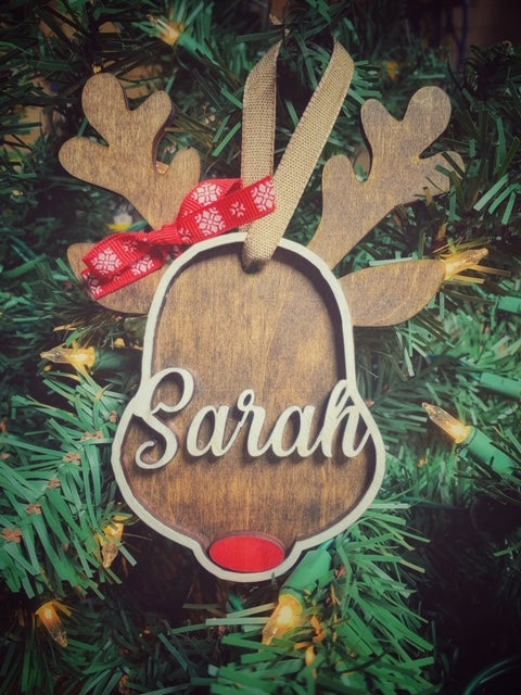 Reindeer Christmas Ornament Personalized