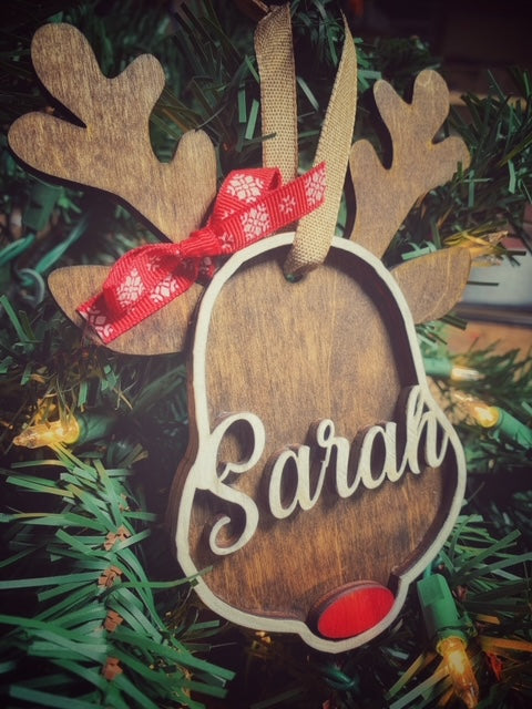 Reindeer Christmas Ornament Personalized