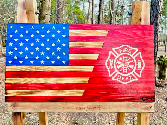 Wooden Fire Maltese Split Flag
