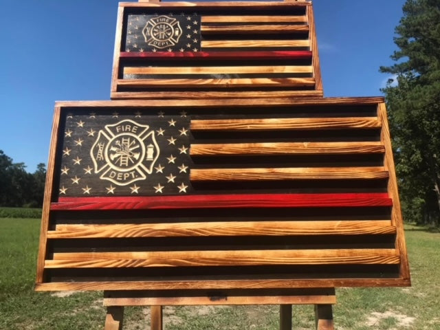 Wooden Fire Challenge Coin Flag
