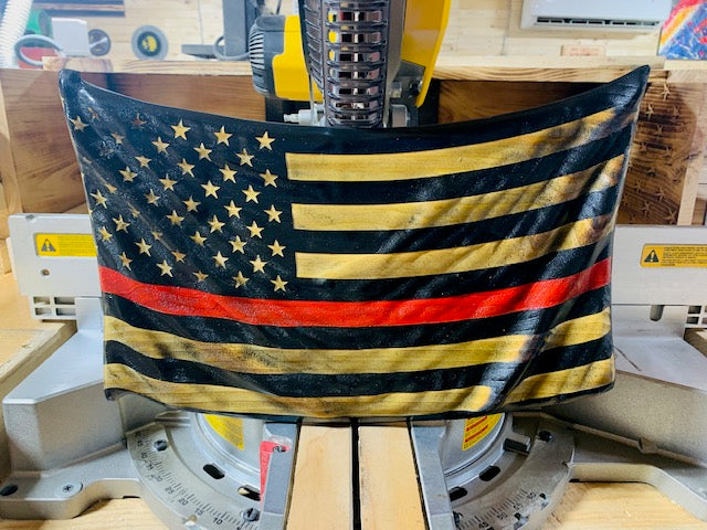 Small Black and Natural Red Line 3D Draped Flag