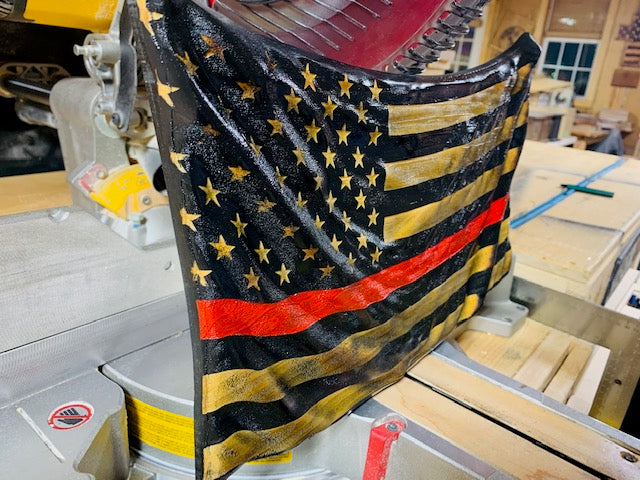 Small Black and Natural Red Line 3D Draped Flag