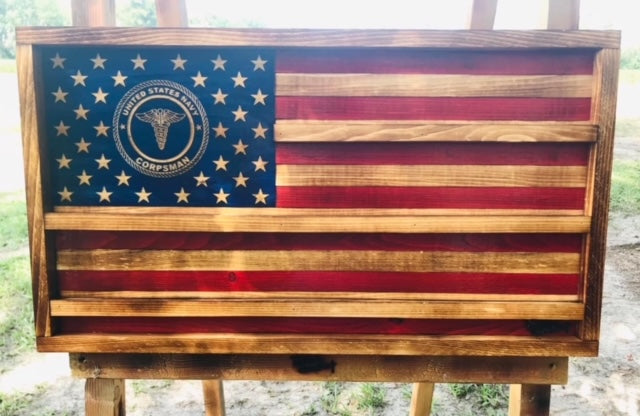 Wooden Military Challenge Coin Flags