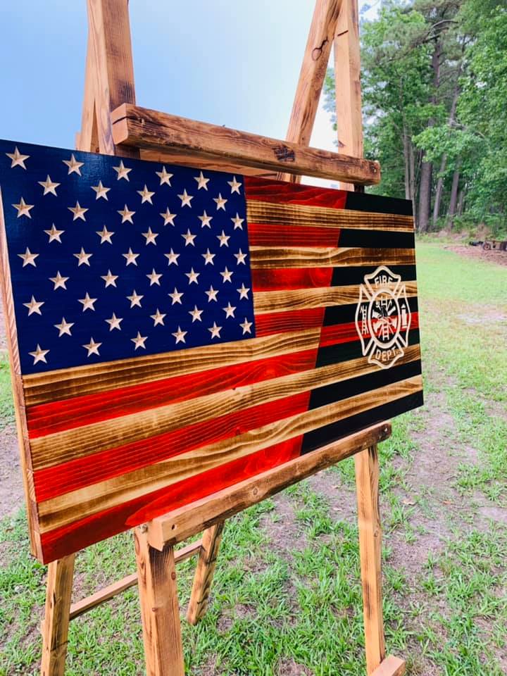 Wooden Fire Maltese Split Flag