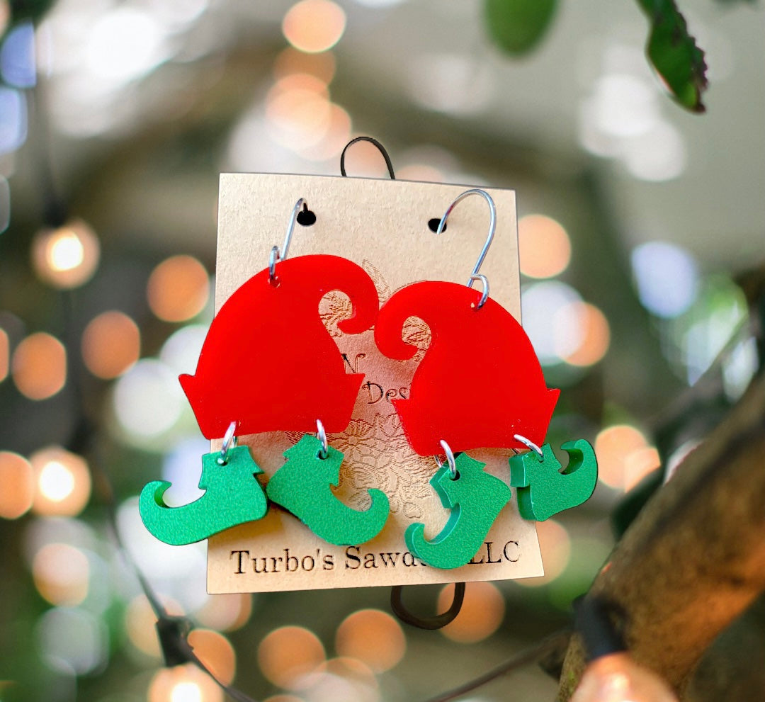 Christmas Elf Acrylic Dangle Earrings