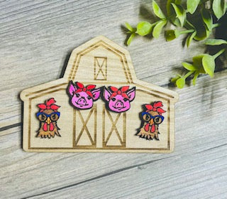 Hand Painted Farm Stud Animal Earrings
