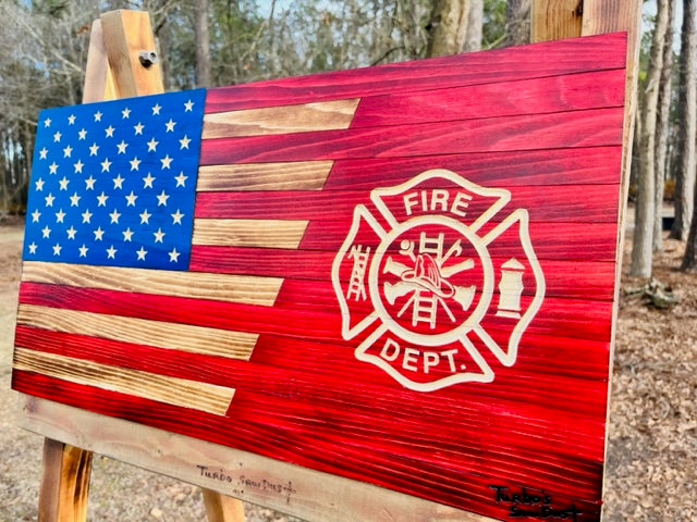 Wooden Fire Maltese Split Flag
