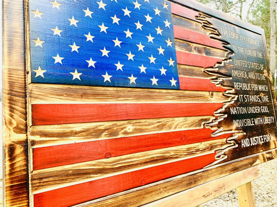 Wooden Pledge of Allegiance Flag