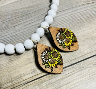 Hand Painted Flower Drop Earrings