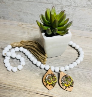 Hand Painted Flower Drop Earrings