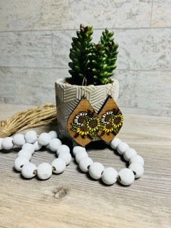 Hand Painted Flower Drop Earrings