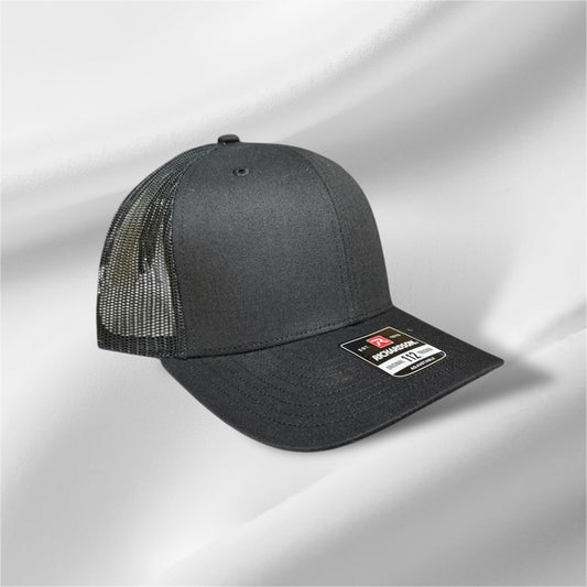 Richardson - Black/Black Snapback Trucker Cap - 112