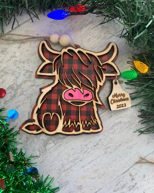 Highland Cow Yearly Christmas Ornament