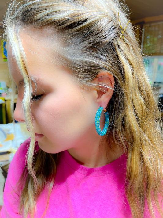 Chunky/Glitter Rope Hoop Earrings