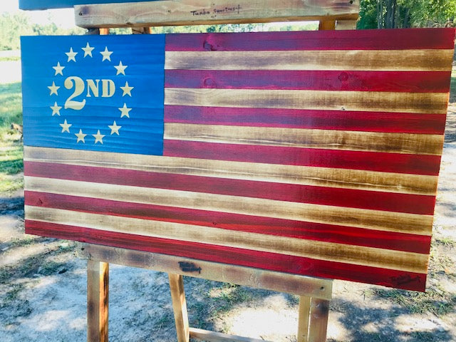 Wooden 2nd Amendment Flag