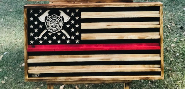 Wooden Fire Challenge Coin Flag