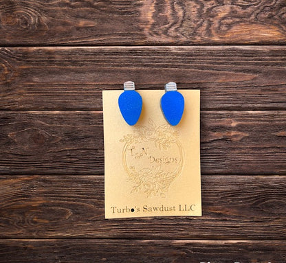 Wood Stud Christmas Earrings