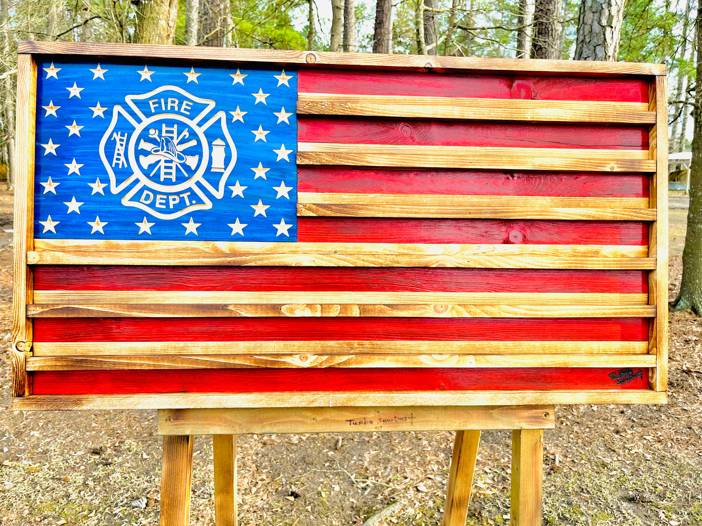 Wooden Fire Challenge Coin Flag