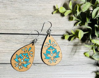 Hand painted wooden on sale earrings